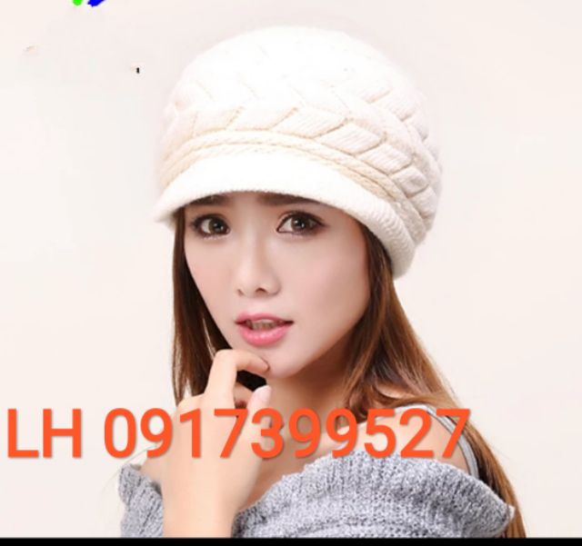 Nón mũ len nữ dệt kim thời trang Hàn Quốc