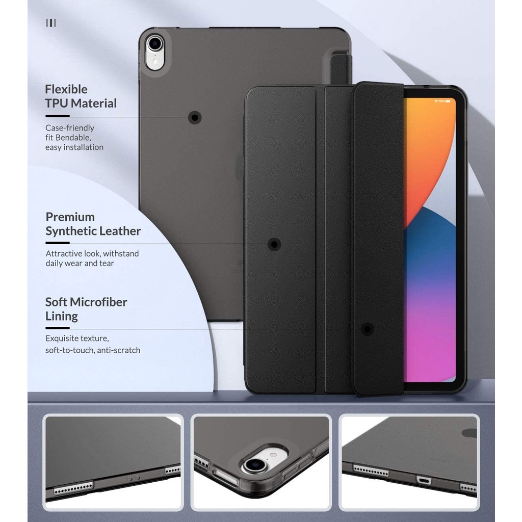 Bao Da Máy Tính Bảng Mềm Có Giá Đỡ Có Ngăn Đựng Bút Cảm Ứng Cho iPad Air 5th / 4th Gen10.9 Inch 2022 / 2020 / iPad 2nd