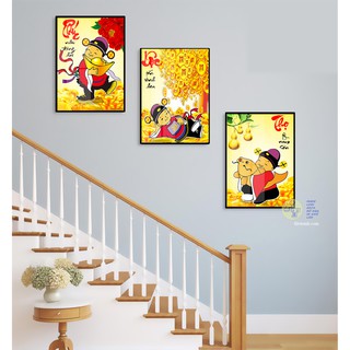 [Xả kho] Tranh tráng gương treo cầu thang bộ 3 bức