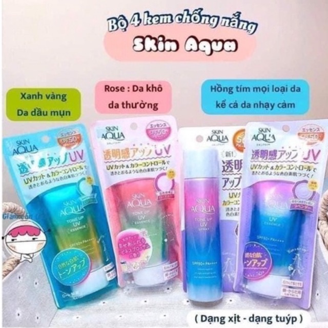 Kem chống nắng Skin Aqua Tone Up Uv Esscense SPF 50+ PA++++ Nhật Bản 80g