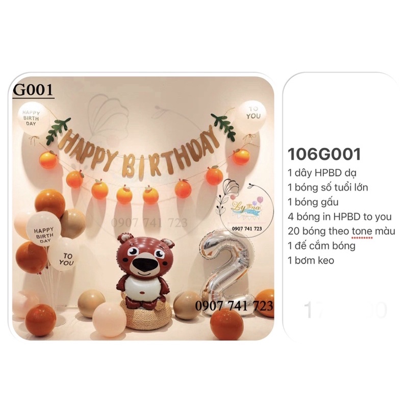 Set bong bóng phụ kiện sinh nhật-trang trí cho bé trai và gái-LynaShop
