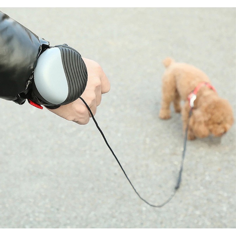 Đồng Hồ đeo tay dắt chó có thể co giản thu vào PET LEASH (Xám Đen) - Home and Garden