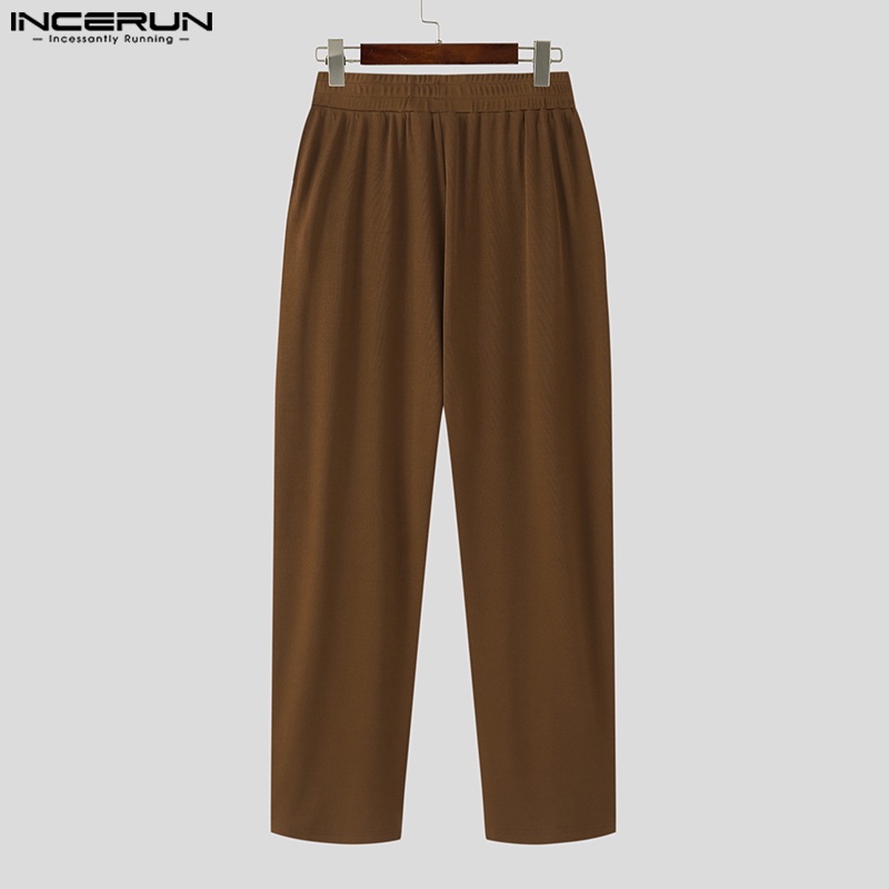 Quần dài INCERUN ống rộng thùng in màu thoải mái thời trang Hàn cho nam