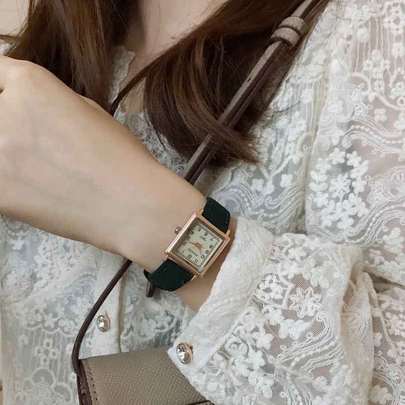 Đồng hồ nữ Doukou mặt vuông dây da size 26mm thời trang vintage | BigBuy360 - bigbuy360.vn