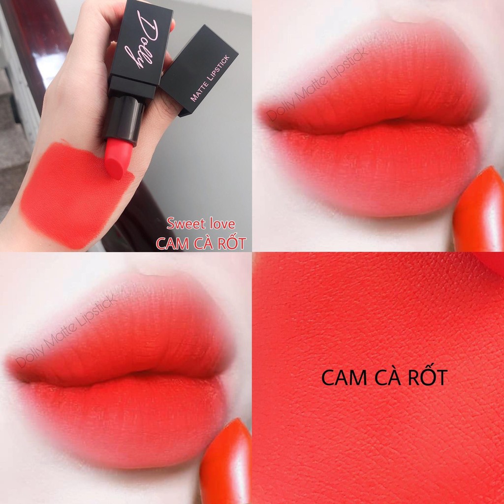 Son Thỏi, Son Lì, Son DOLLY Lâu Trôi, Không Chì, Chất Lượng Chính Hãng New Màu Cam Cà Rốt