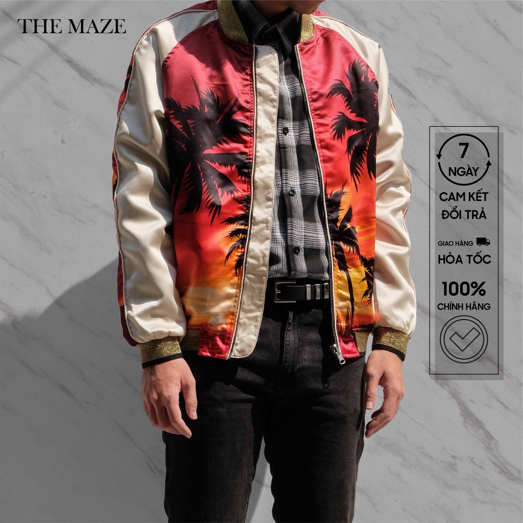 Áo khoác Palm Tree cây dừa The Maze chất vải gió bên trong lót nỉ dày dặn