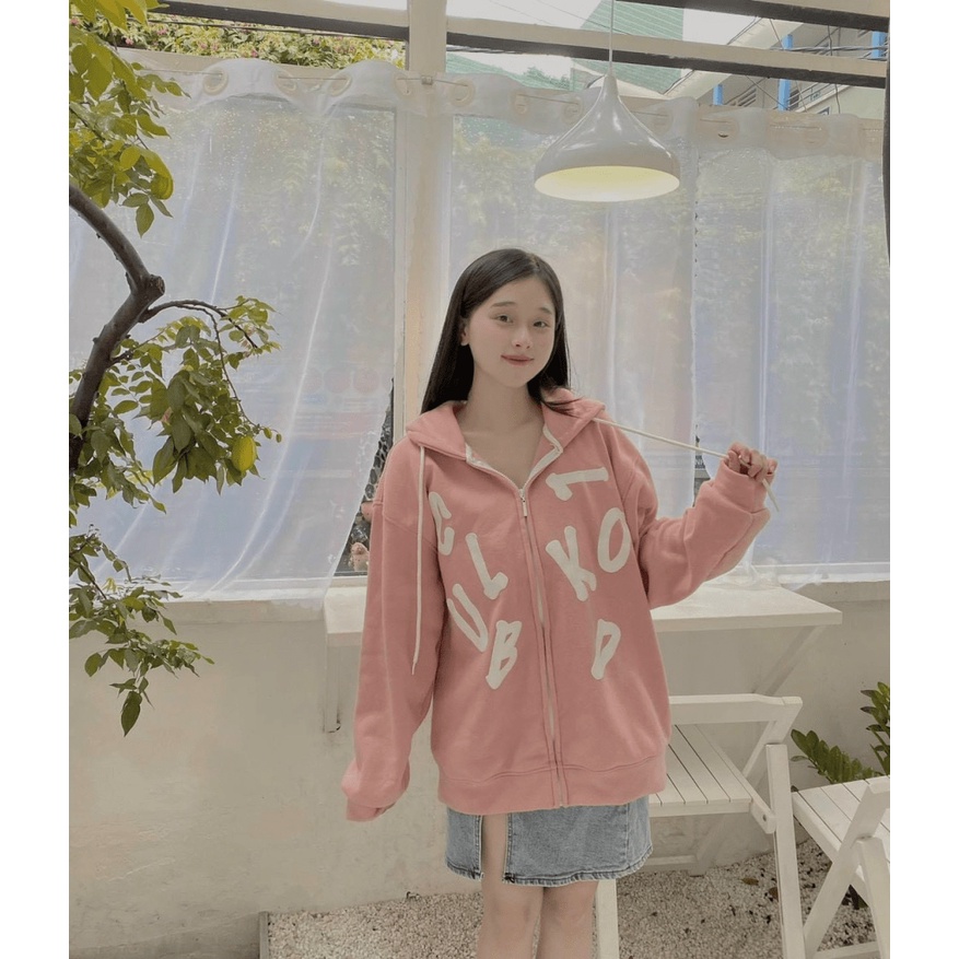 Áo Khoác Hoodie Nam Nữ Có Dây Kéo Họa Tiết Nỗi Siêu Xinh Siêu Cute