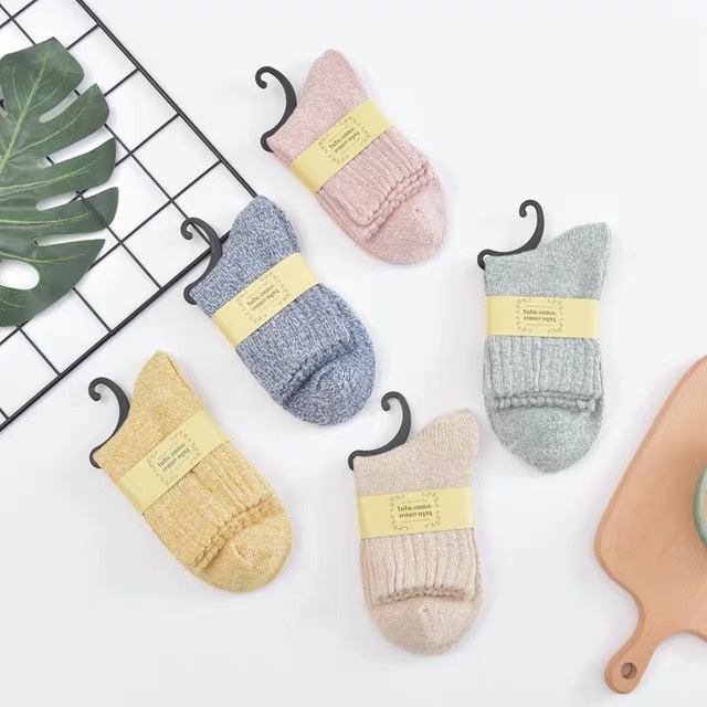 Tất Muzini vớ len cổ cao màu cơ bản siêu dày dặn phong cách nhẹ nhàng TN12