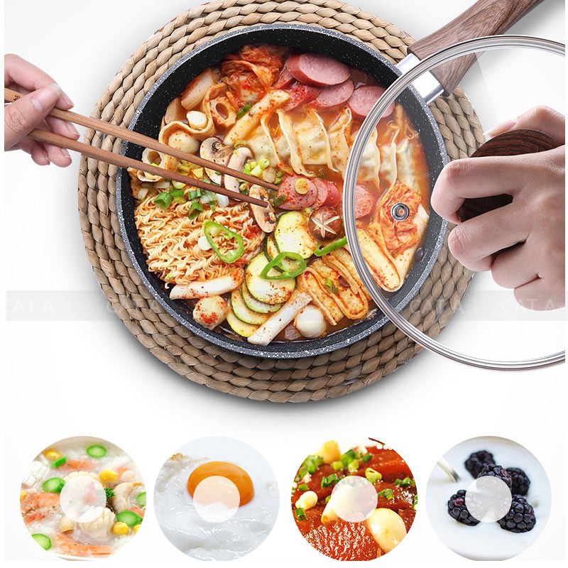 Nồi quánh vân đá chống dính đáy từ cao cấp bằng nhôm TFFP-541 - Có nắp đậy, đường kính