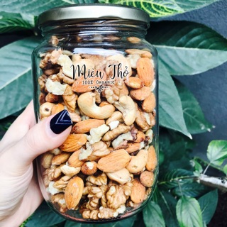 Hạt mix hạnh nhân, điều, óc chó rang muối