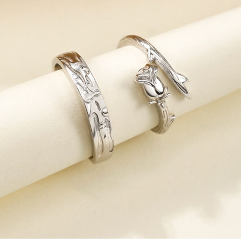 Cặp Nhẫn Đôi Hình Hoàng Tử Bé Và Hoa Hồng Cá Tính Hợp Thời Trang