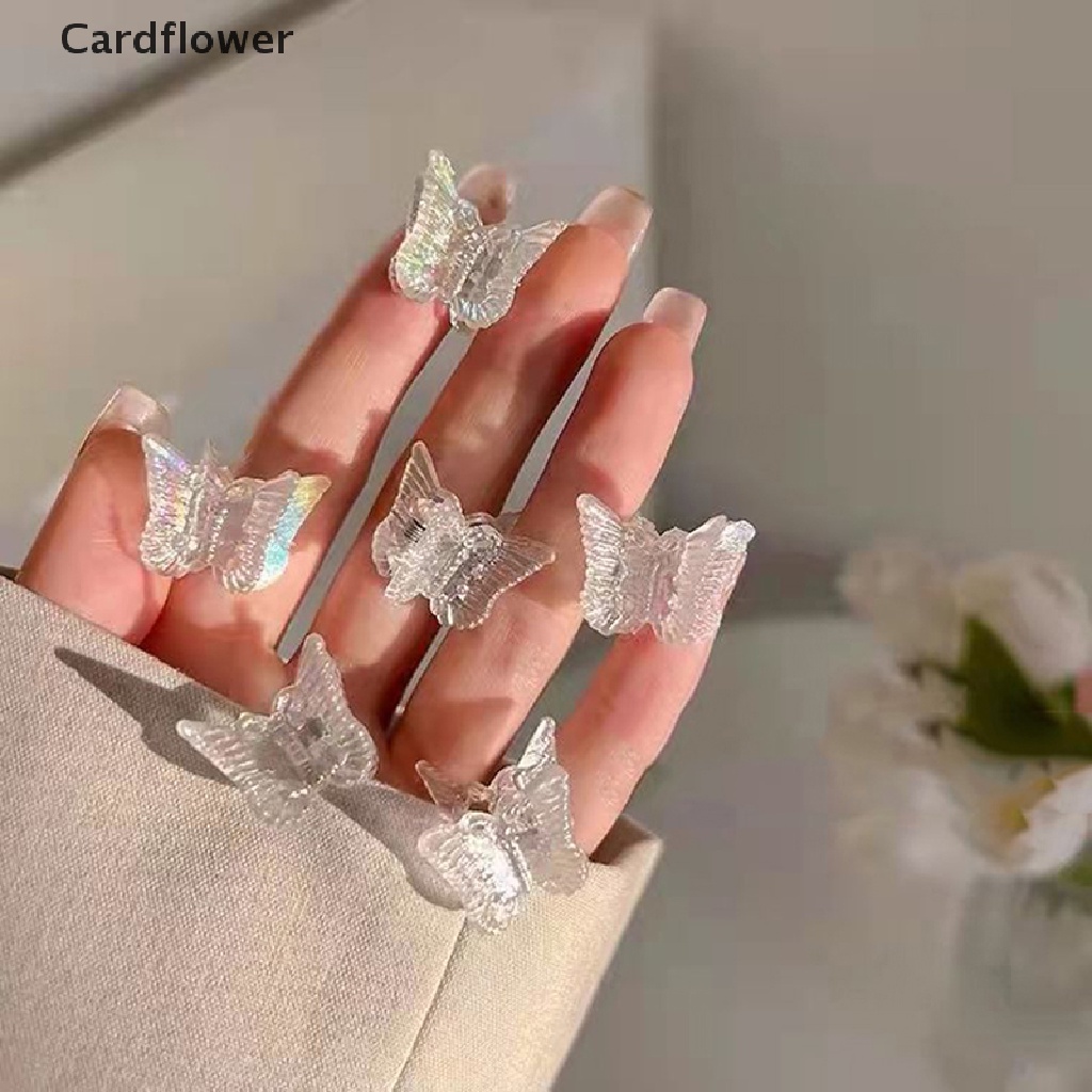 &lt; Cardflower &gt; 10 Kẹp Tóc Hình Bướm Mini Bằng Nhựa Resin Trong Suốt Ngọt Ngào Thời Trang Cho Bé Gái