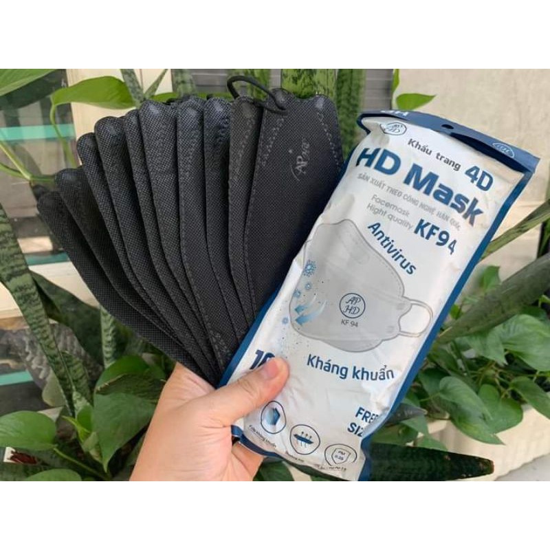 Khẩu Trang KF94 Màu Đen Phong Cách Hàn Quốc - 4 Lớp Kháng Khuẩn Chống Nắng, Bụi Bảo Vệ Hô Hấp
