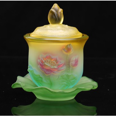 Chum Ly Nước "chạm NỔI" Lưu Ly HOA SEN cao cấp 8cm-10cm