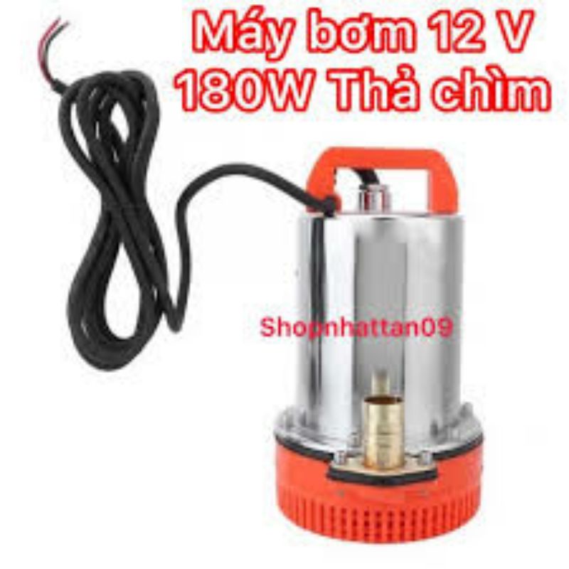 Máy bơm chìm lưu lượng lớn inox 12V 24v 180W +nguồn điện 220v bơm nước, bể cá, hòn non bộ, bơm ruộng, nước thải, ghe tàu
