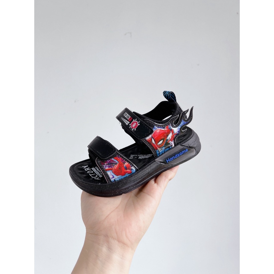 Sandal bé trai - dép quai hậu cho bé quai dán tùy chỉnh nhẹ êm chân hình Spiderman mẫu mới Babybees  A2267 (ảnh thật)