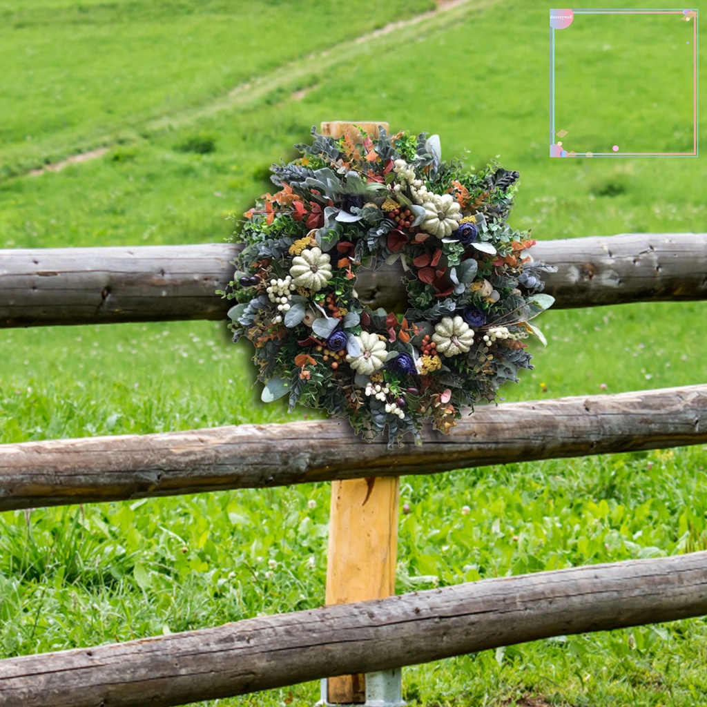 Vòng Hoa Treo Cửa Trang Trí Hình Trái Bí Ngô Bằng Nhựa Sống Động