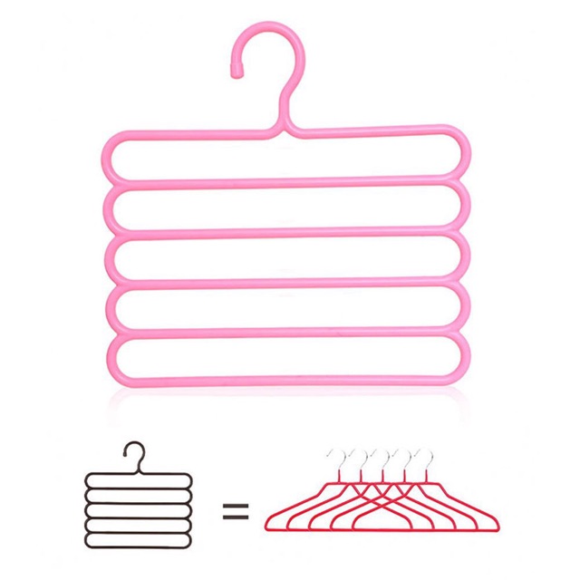 Móc treo quần áo 5 tầng ( nhựa ) ( giao màu ngẫu nhiên )