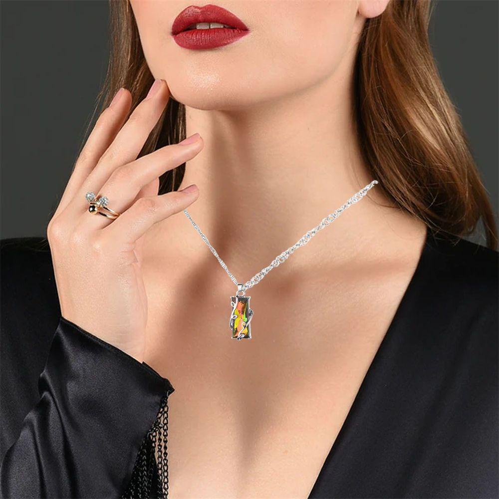 Vòng cổ Trang Sức Mặt Kính Hình Lá Cây Cho Nam Nữ