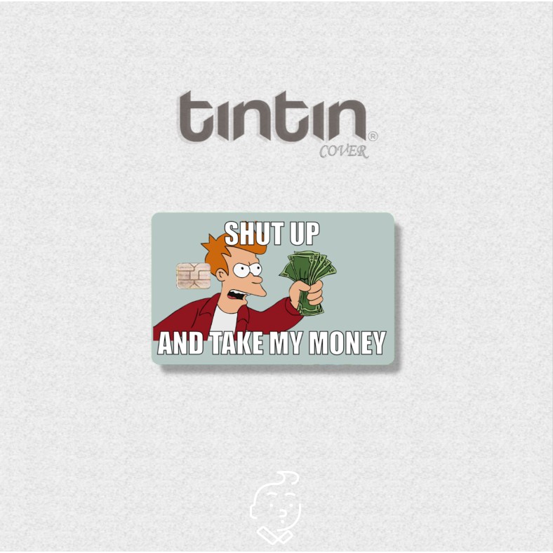 💵TAKE MY MONEY-Tem Dán Thẻ ATMSticker TinTin Trang Trí Thẻ Chống Xước, Nước