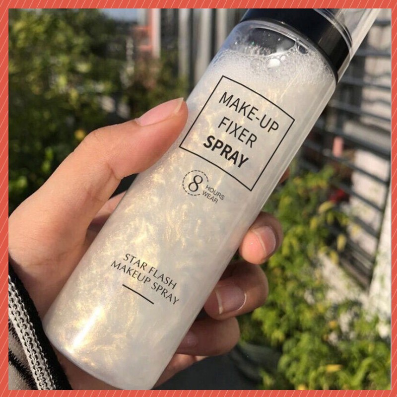 Xịt Nhũ Khóa Trang Điểm-Chai xịt khóa lớp nền giữ lớp trang điểm lâu trôi hiệu quả Star Flash Make Up Spray 8 Hours Wear