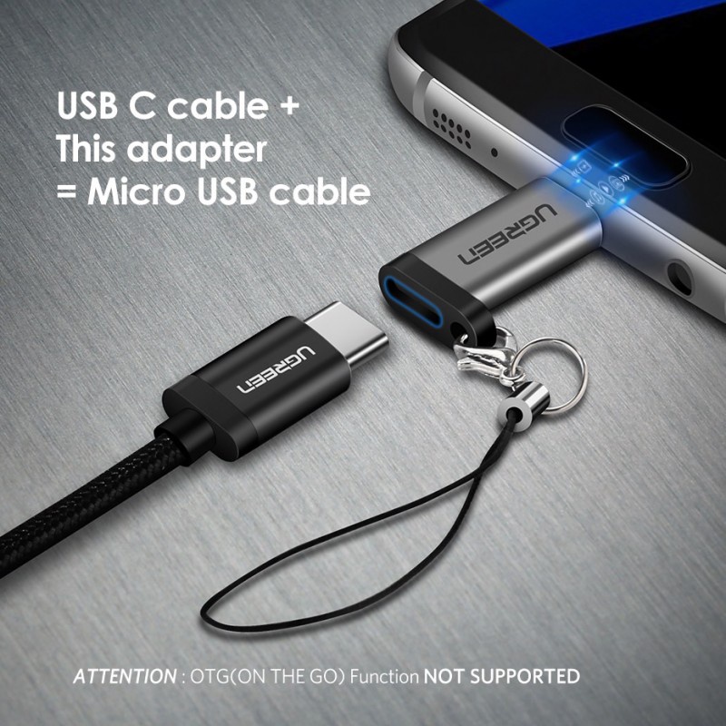 Đầu chuyển Micro USB to USB C UGREEN 50590 Cao Cấp vỏ nhôm Chính hãng US282