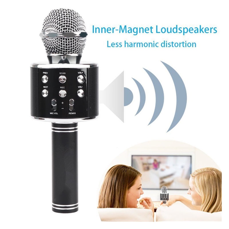 Micro Karaoke WS858 Có Loa Phát Nhạc USB Cầm Tay Không Dây Tiện Lợi Dùng Trong Các Bữa Tiệc Giáng Sinh/Sinh Nhật Tại Gia