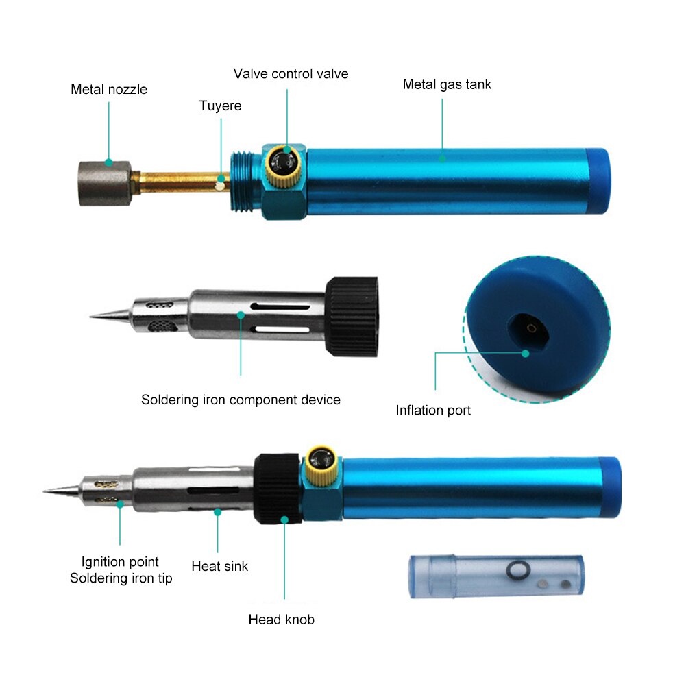 Máy Khò Hàn Thiếc Mini Cầm Tay 2 trong 1 sử dụng khí ga khò nhiệt hơi nóng gia đình đa năng Mikatek