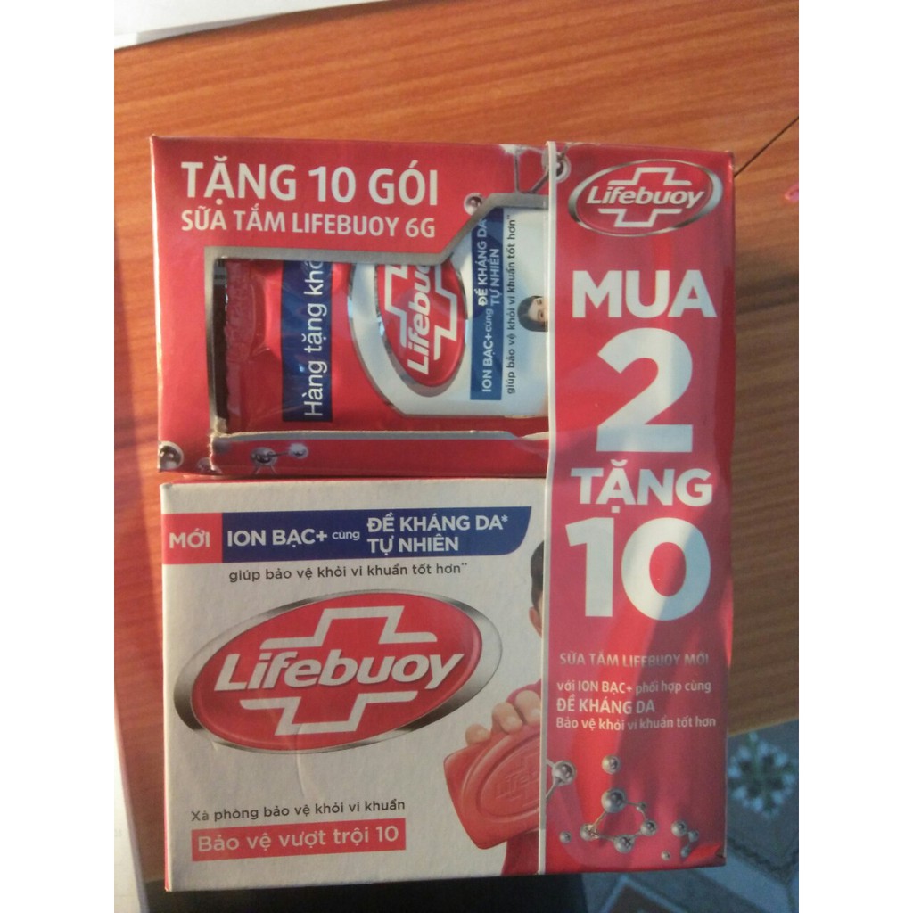 (Hàng Tặng) Combo 2 banh Xà bông Lifebuoy 90g màu đỏ tặng sữa tắm lifebouy