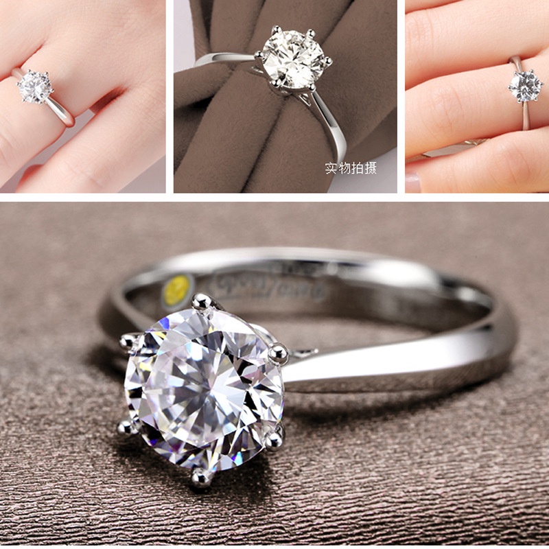Nhẫn Đính Hôn Cô Dâu Dát Đá Zircon Trong Suốt