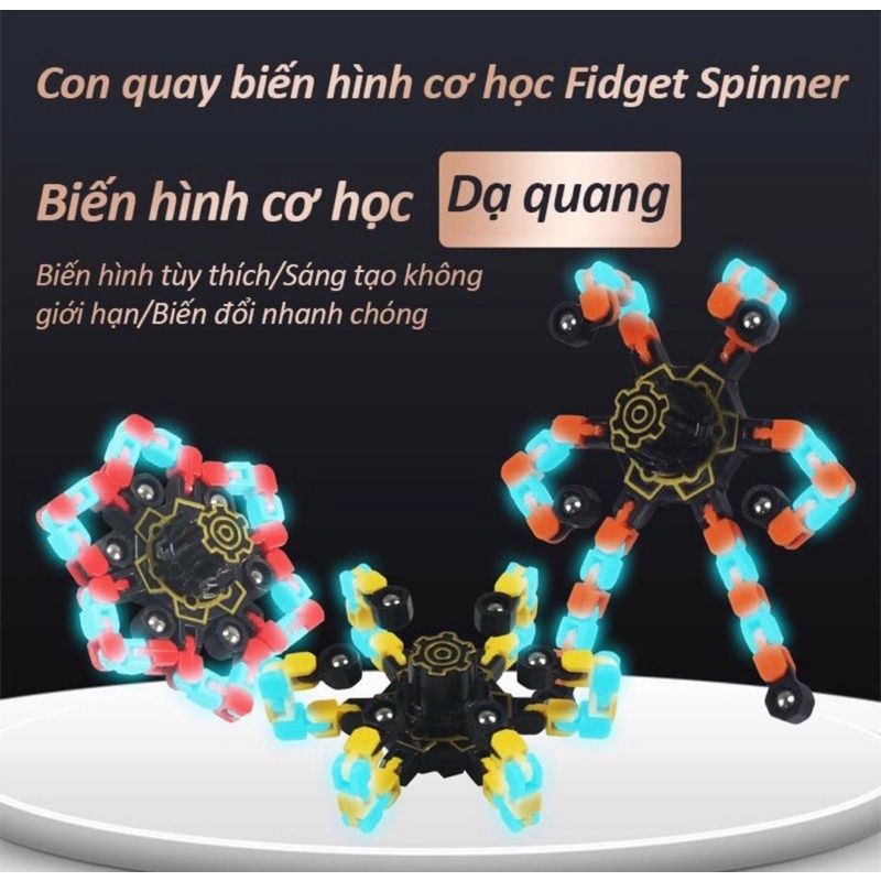 Con quay biến hình cơ học dạ quang, con quay robot lắp ráp robot fidget spinner