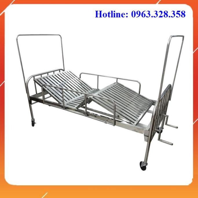 Giường Inox 2 Tay Quay, Giường Inox Có Bô, Có Thành Giường, Có Cọc Màn Bô Vệ Sinh Tại Giường - Bảo Hành 1 Năm