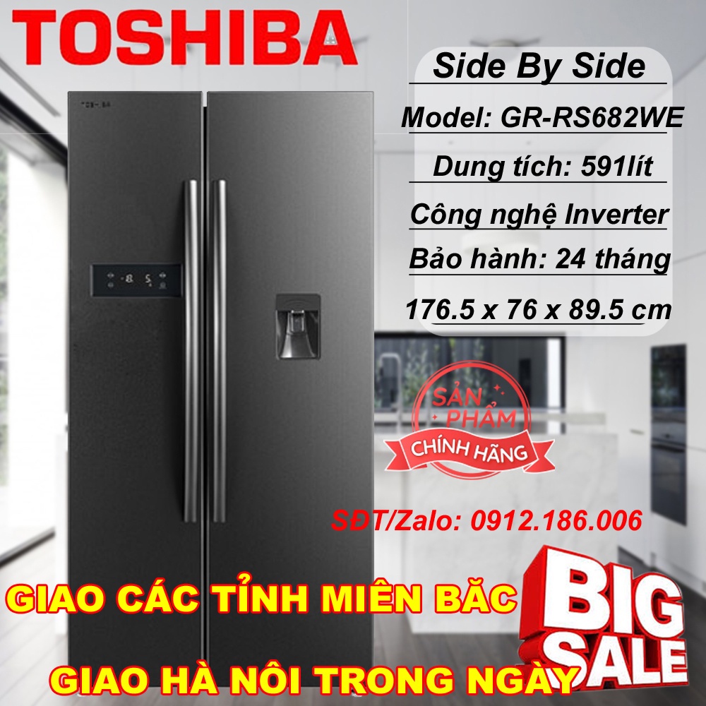 Tủ lạnh Toshiba Inverter 513 lít GR-RS682WE-PMV-MG - Hàng Chính Hãng