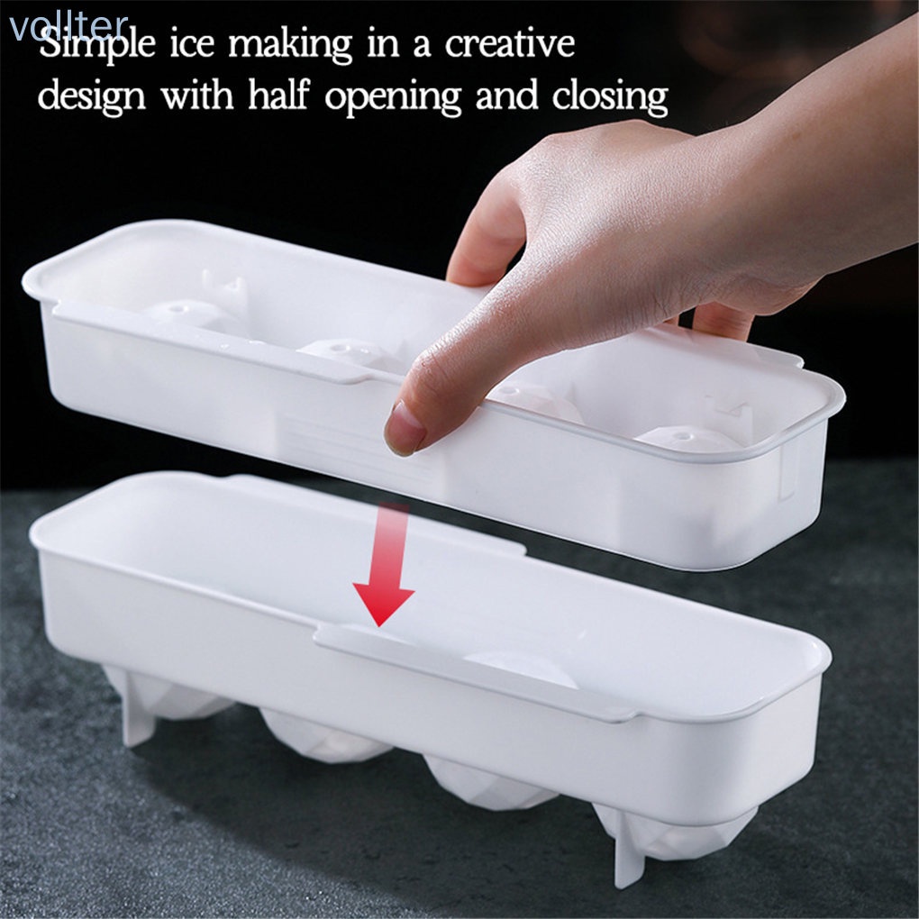 Khuôn Silicone Làm Đá 4 Ngăn Hình Tròn Chống Dính Diy