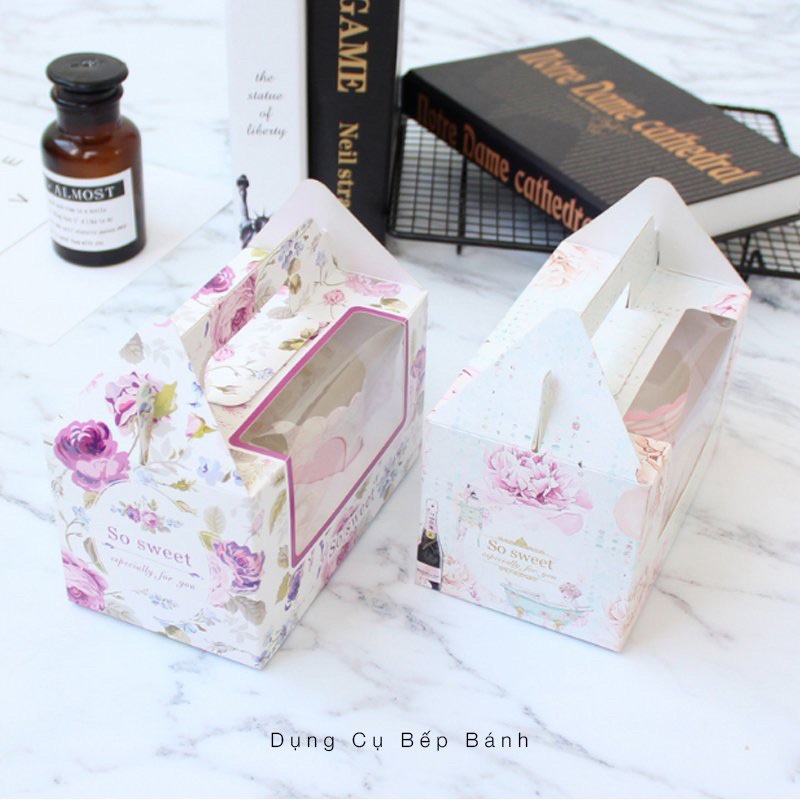 Hộp Đựng Bánh Cupcake 2 Ngăn Phong Cách Vintage