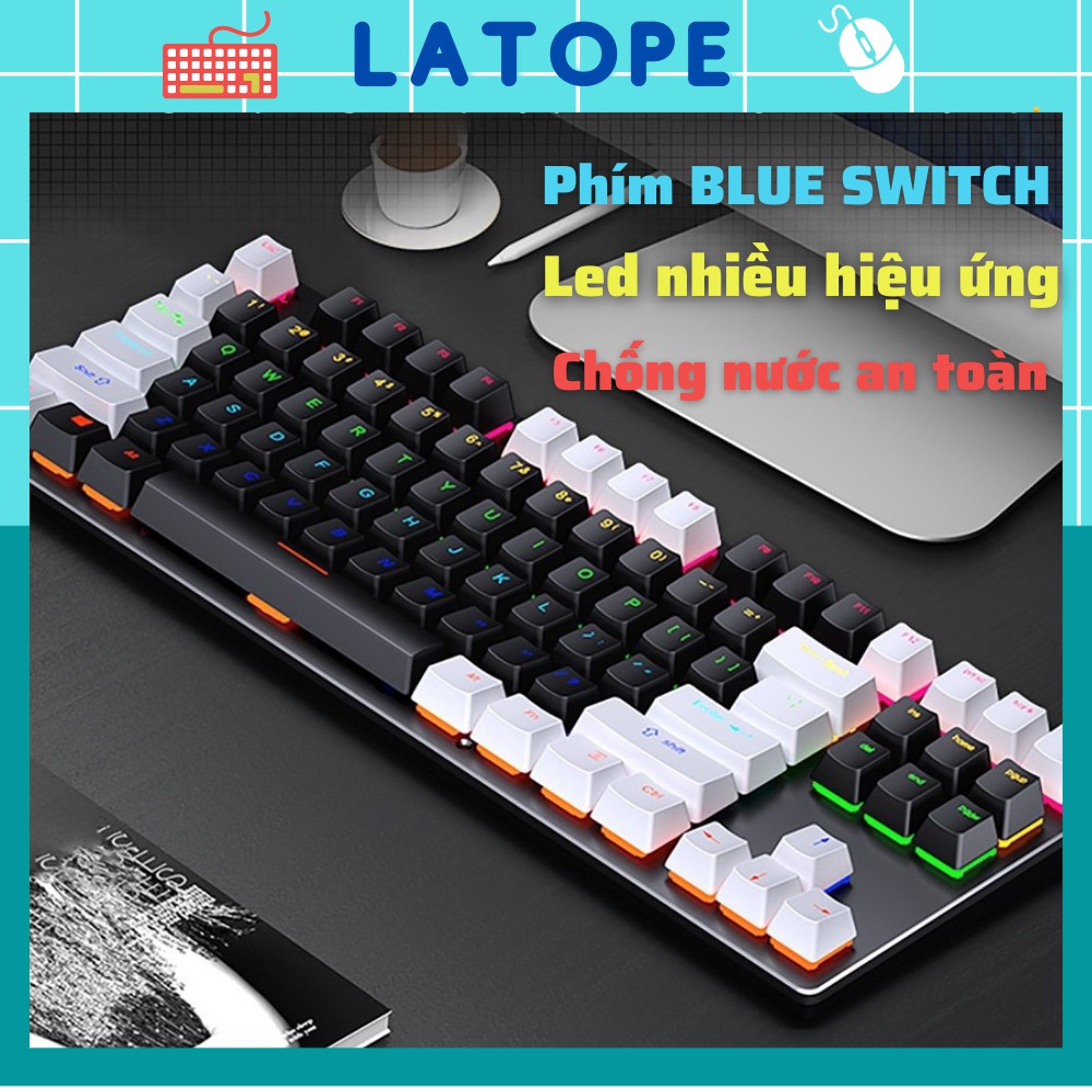 Bàn phím cơ Latope gaming bàn phím máy tính chơi game TKL Full LED K550 RGB