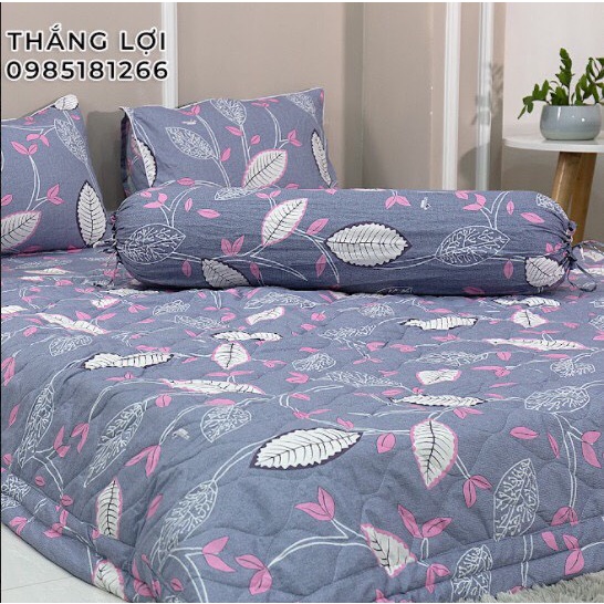 Drap Cotton 100% Thắng Lợi chính hãng Mẫu Lá Xám Hồng IN LOGO THẮNG LỢI vệ sinh dễ dàng.