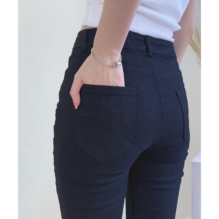 Quần jean ống loe lưng cao may gấu QJ16