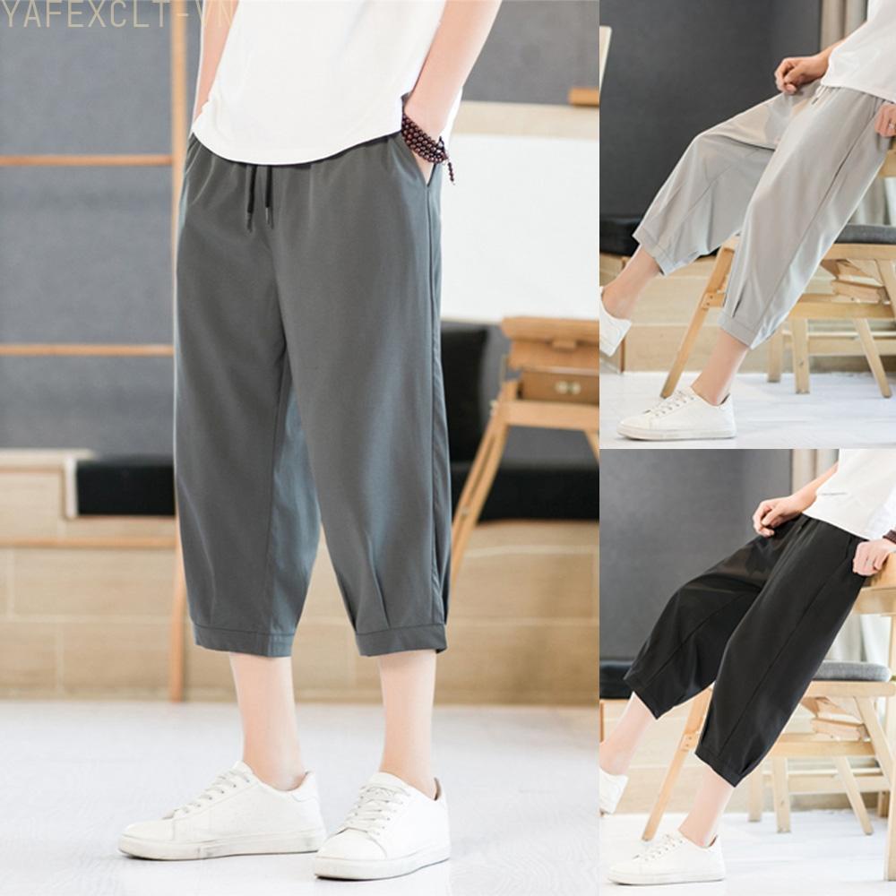 【YAFEXCLT】Mens Casual Capri Harem Loose Baggy Shorts Plain Sports Training Trousers nFFRIgt aBrzOz UORUfJWready stock