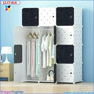 Tủ nhựa ghép đa năng 12 ô size lớn sâu 47cm