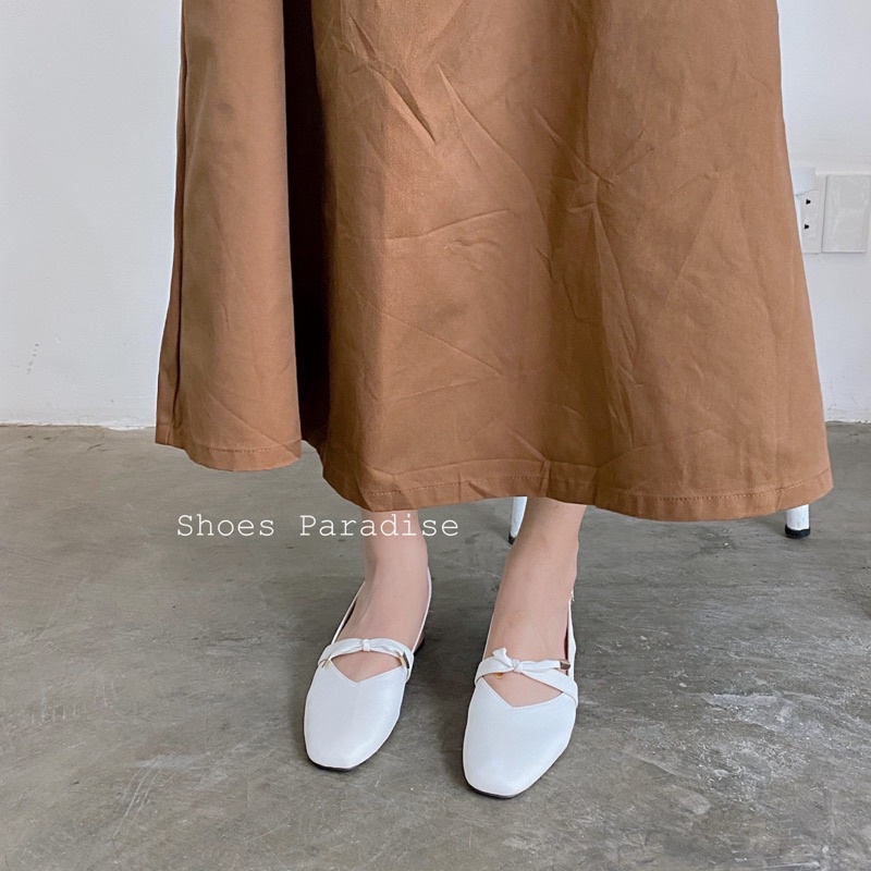 GIÀY CAO GÓT BÍT MŨI VUÔNG QUAI NƠ ĐẾ Cao 5 Phân Shoes Paradise