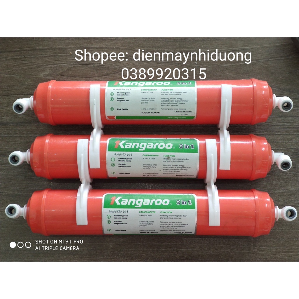 Combo 3 lõi lọc nước Kangaroo 567 tích hợp 3in1 hàng chính hãng made in Taiwan