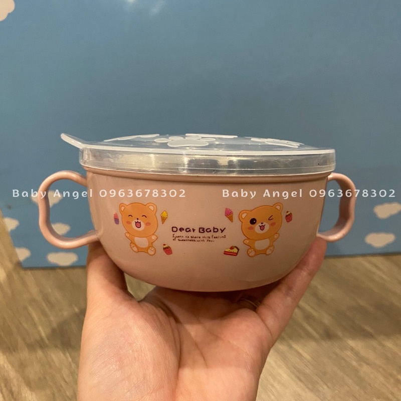 [𝑮𝑰𝑨́ 𝑯𝑼𝒀̉ 𝑫𝑰𝑬̣̂𝑻] Bát ăn dặm Inox cách nhiệt, an toàn cho bé, kèm thìa thuận tiện