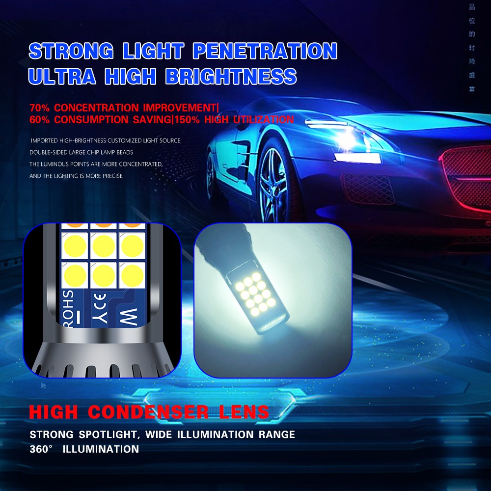 Đèn sương mù LED ô tô hai màu 24SMD P13W 4 chế độ chiếu sáng tự động nhấp nháy