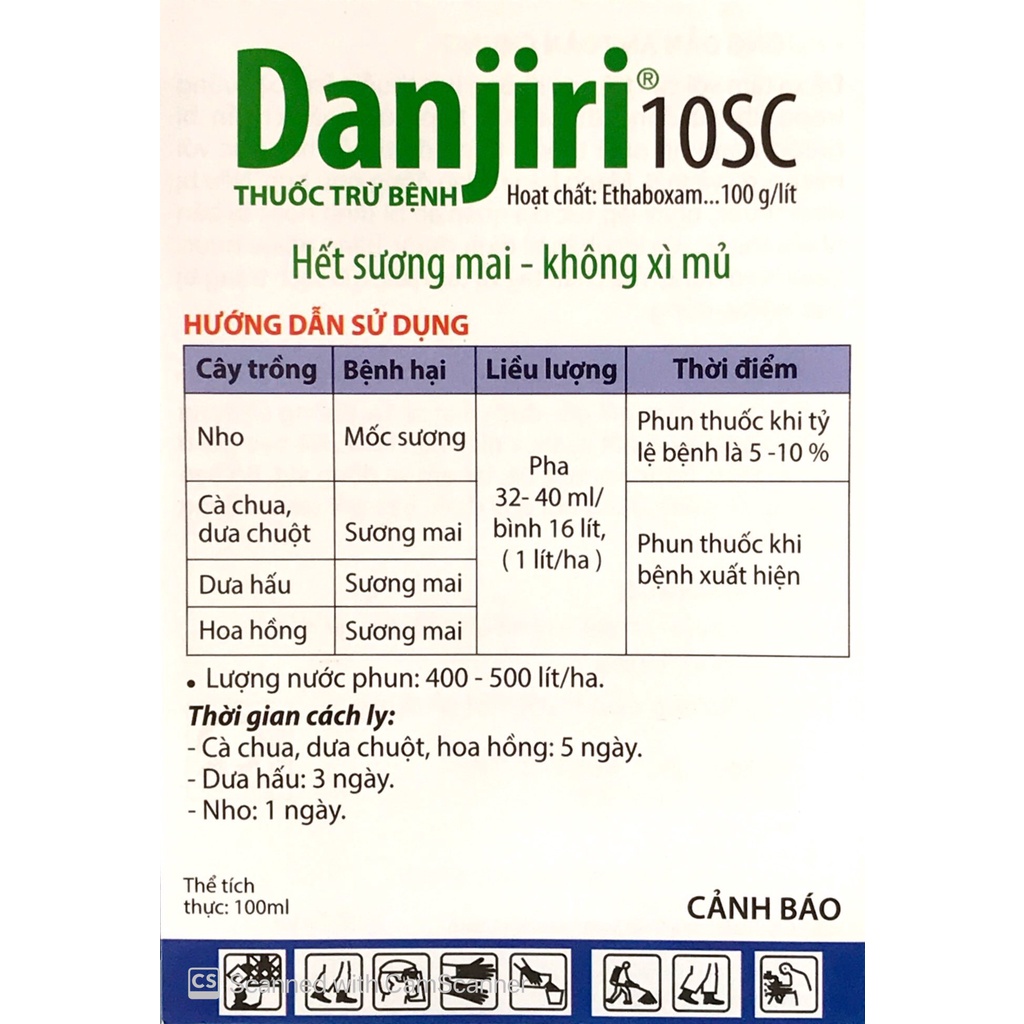 Danjiri 10SC  | Phòng trừ sương mai, xì mủ do nấm Phytophthora