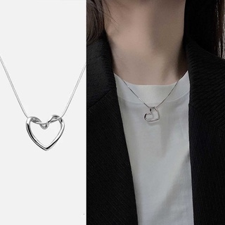 Vòng cổ mạ bạc 925 mặt hình trái tim đơn giản thời trang cho nữ
