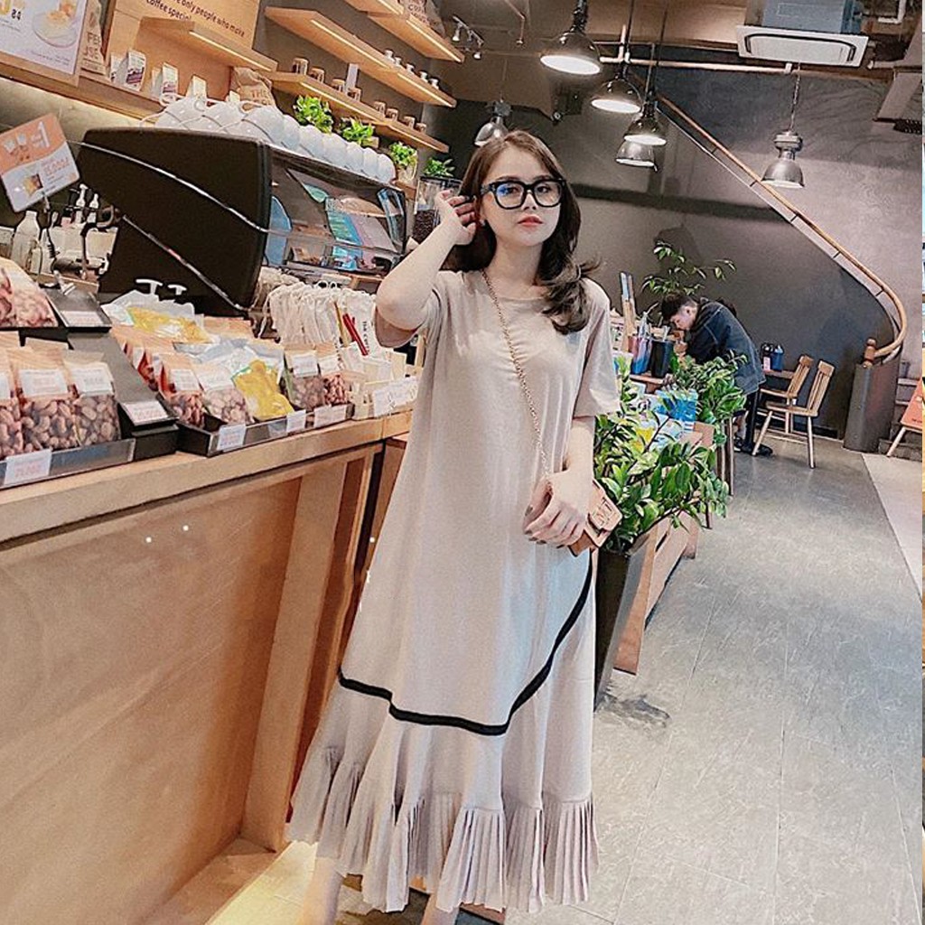 Váy bầu thời trang thiết kế xuông M119 chất Cotton 100% freesize từ 45 đến 70kg