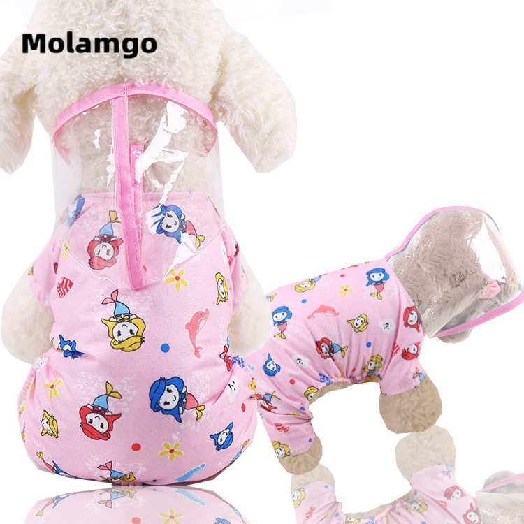 Áo mưa mũ màu trong suốt dành cho thú cưng