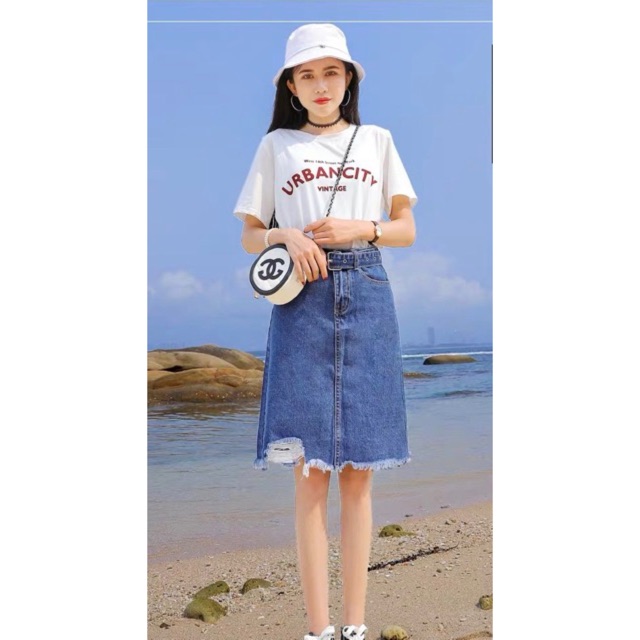 Nhập WAMS8 giảm 15%_ Chân váy jean dài phom chữ A, rách xẻ sau 1760 | BigBuy360 - bigbuy360.vn