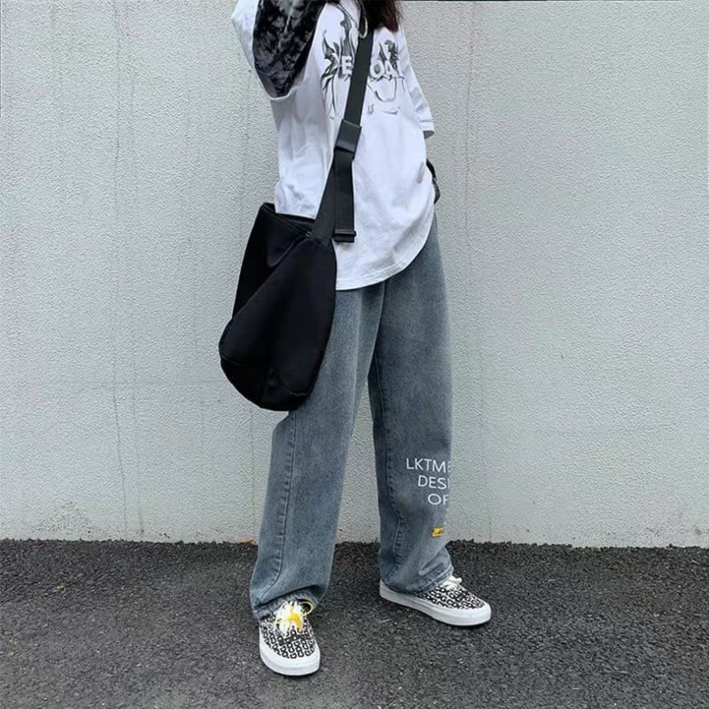 Quần Jean ống rộng nữ - jean Baggy Ống Rộng Phong cách- quần bò dày dặn Phong Cách Unisex Phong Cách Trẻ Trung Nă